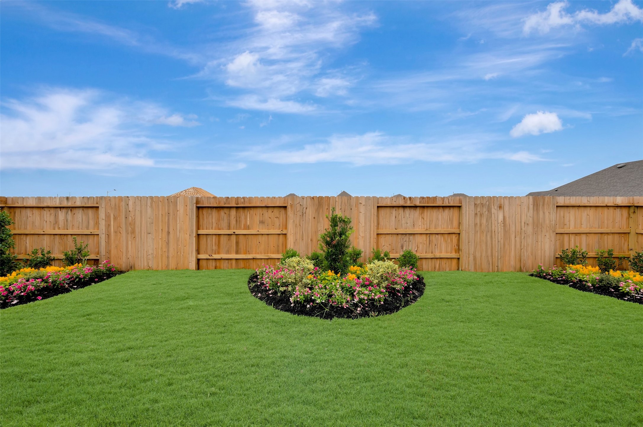 Amazing backyard with lush landscaping