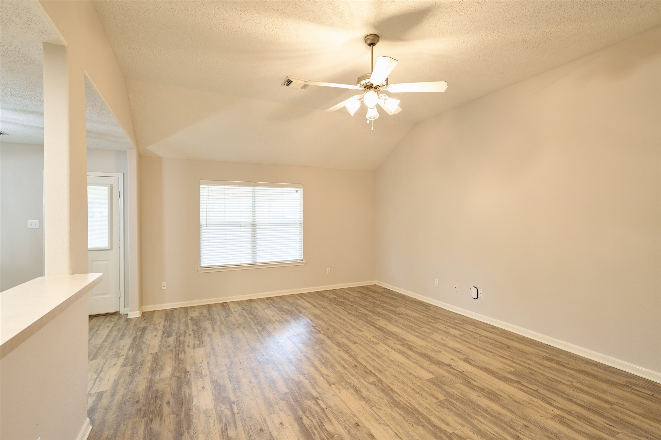 Large living/family room overlooking the large backyard.