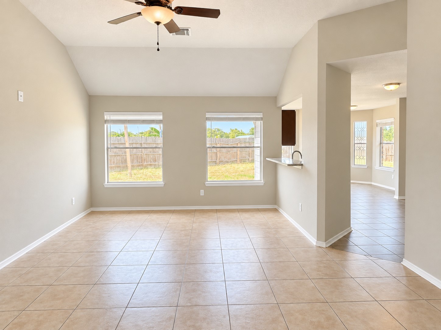 Large open family room with vaulted ceilings. Large open family room with vaulted ceilings.