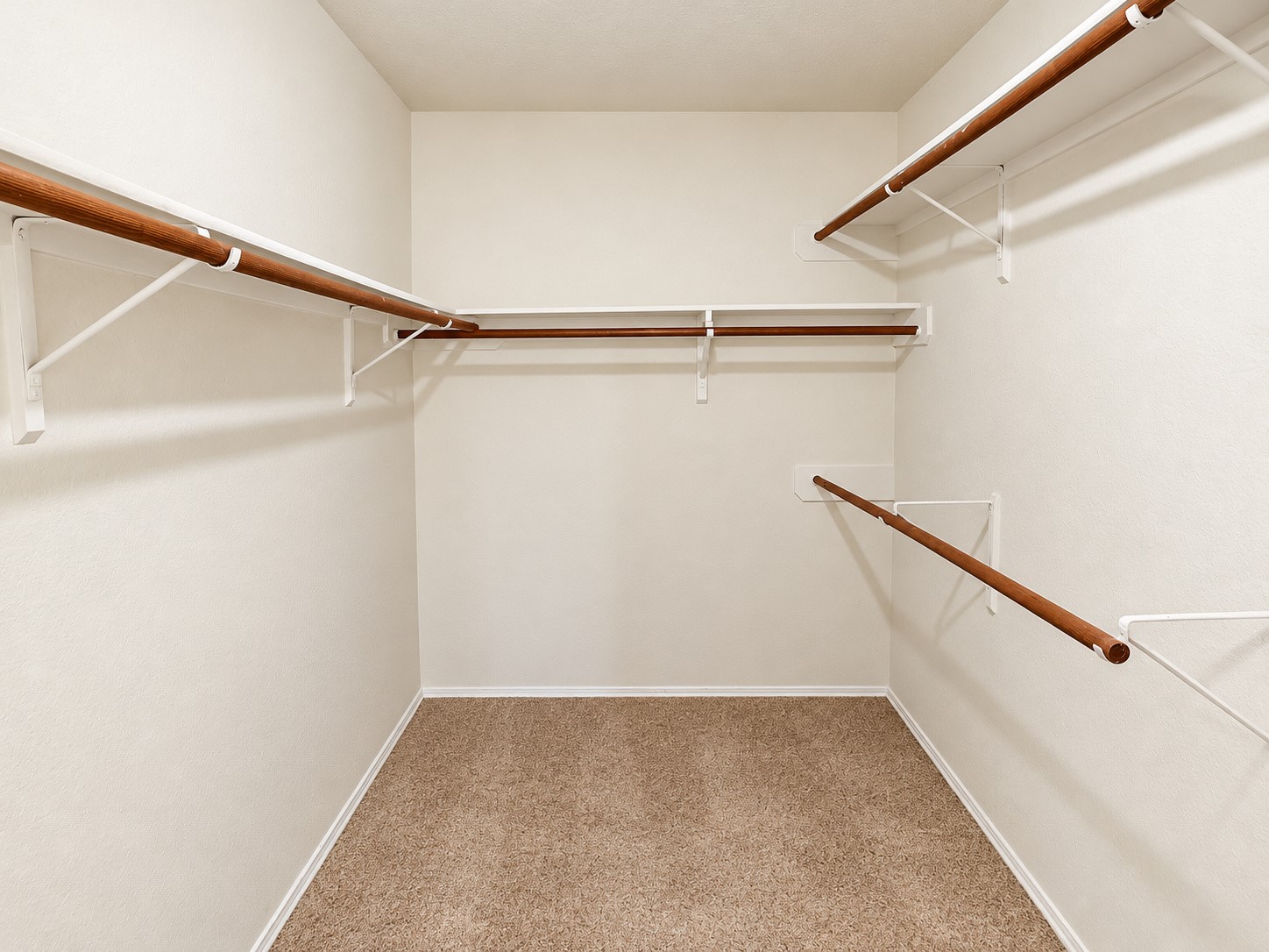 Primary suite has large walk-in closet. New carpet.