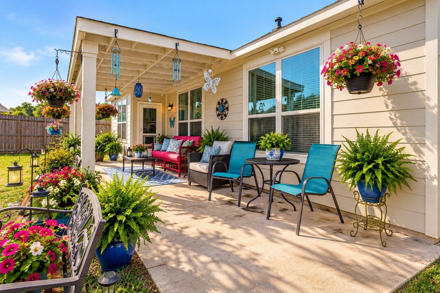 Large covered back patio with extended area for extra space and entertaining!