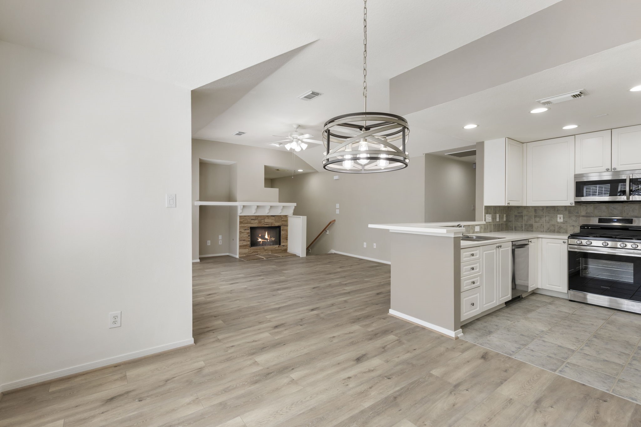 Dining area is open to the kitchen and living room.