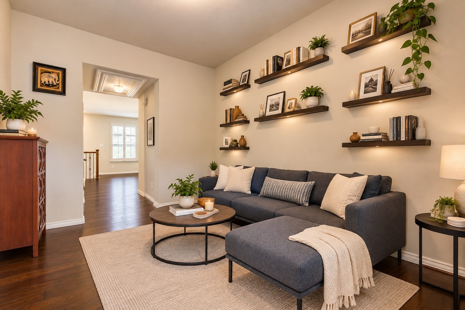An additional office or sitting area is conveniently located just off the open game room, offering a versatile space for working from home, studying, or creating a cozy retreat.