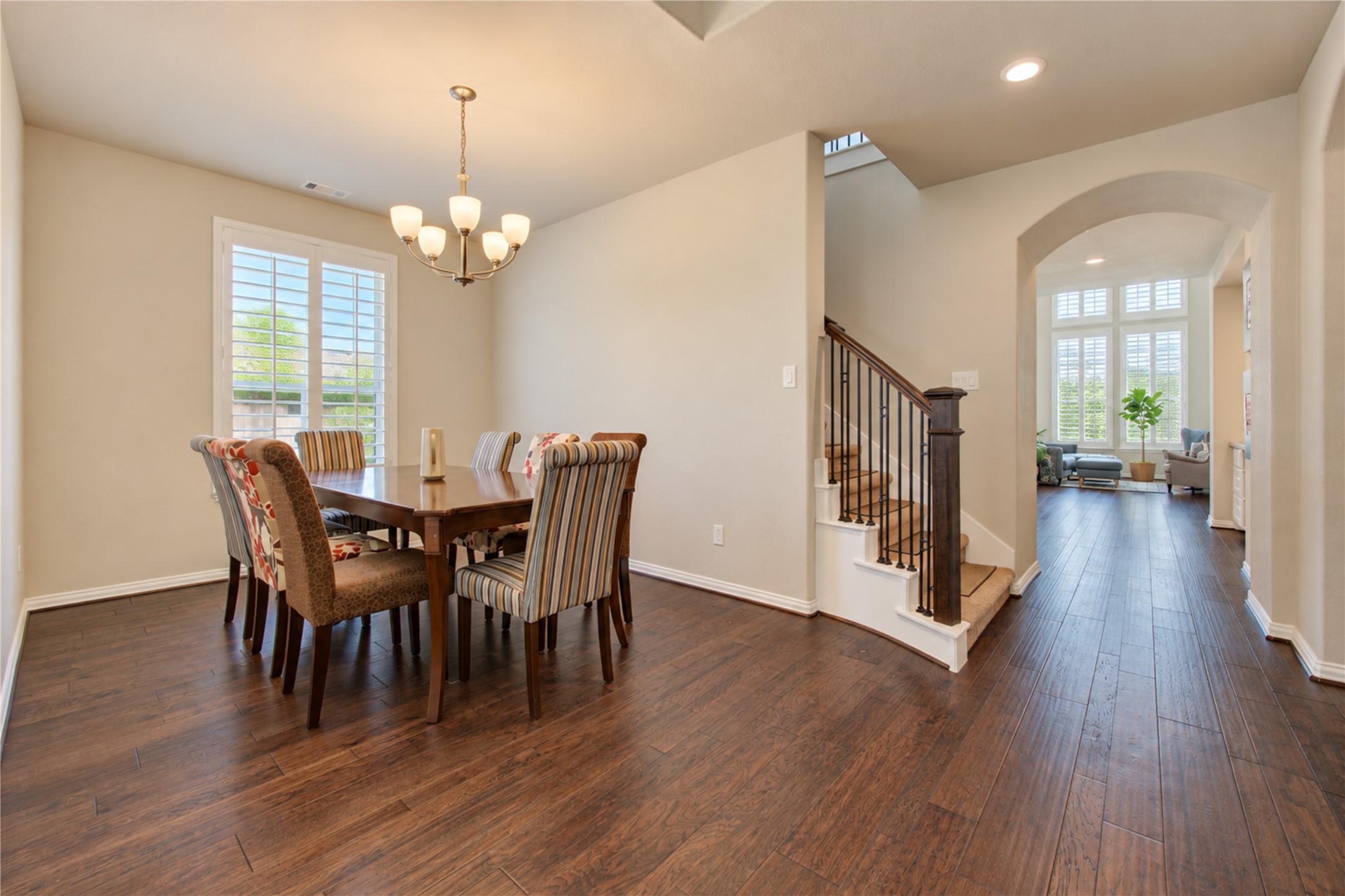 Tucked away from the main living areas, the dining room offers an intimate, private setting perfect for hosting memorable dinners and special gatherings.