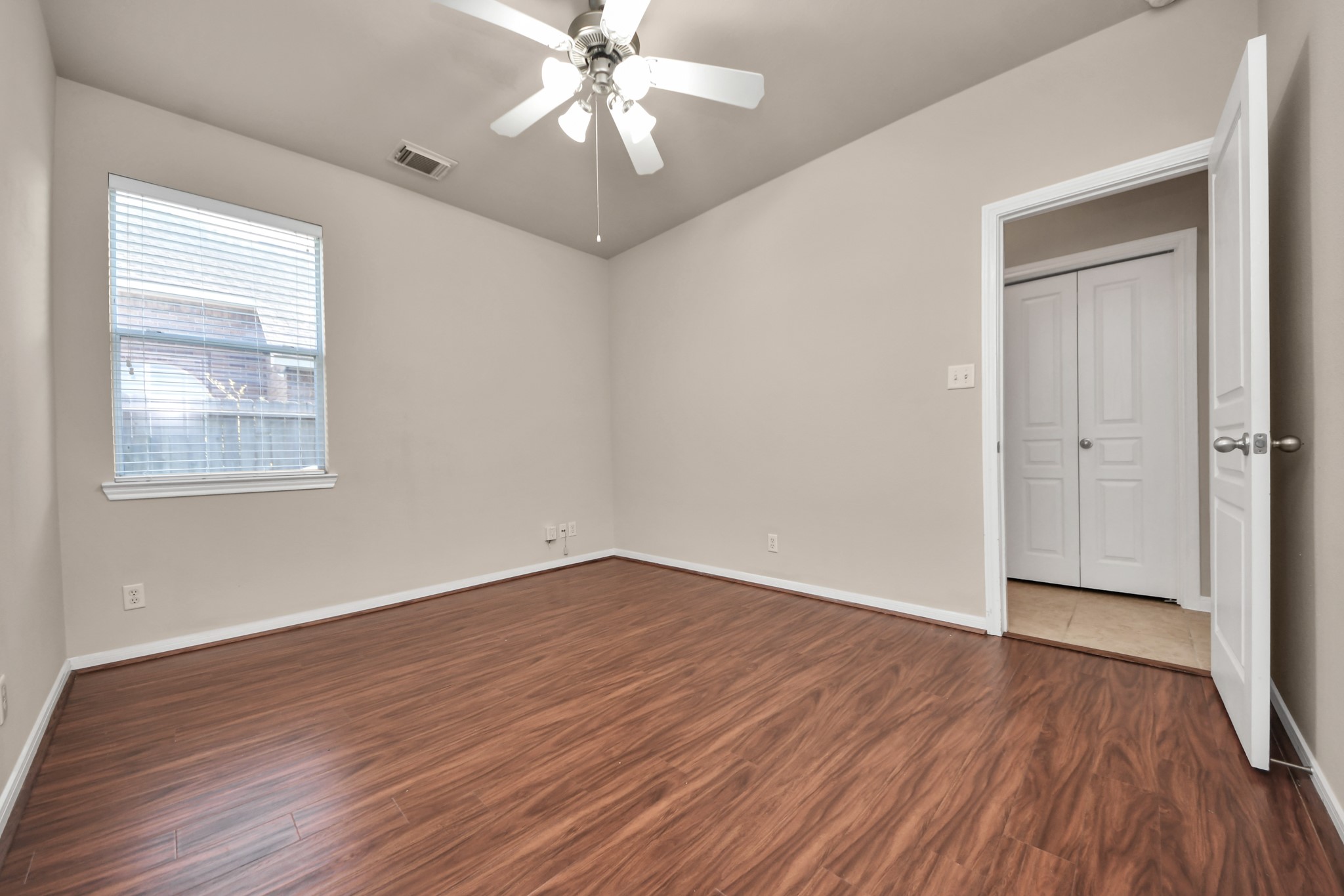 One of five bedrooms. This room is located on the first floor.
