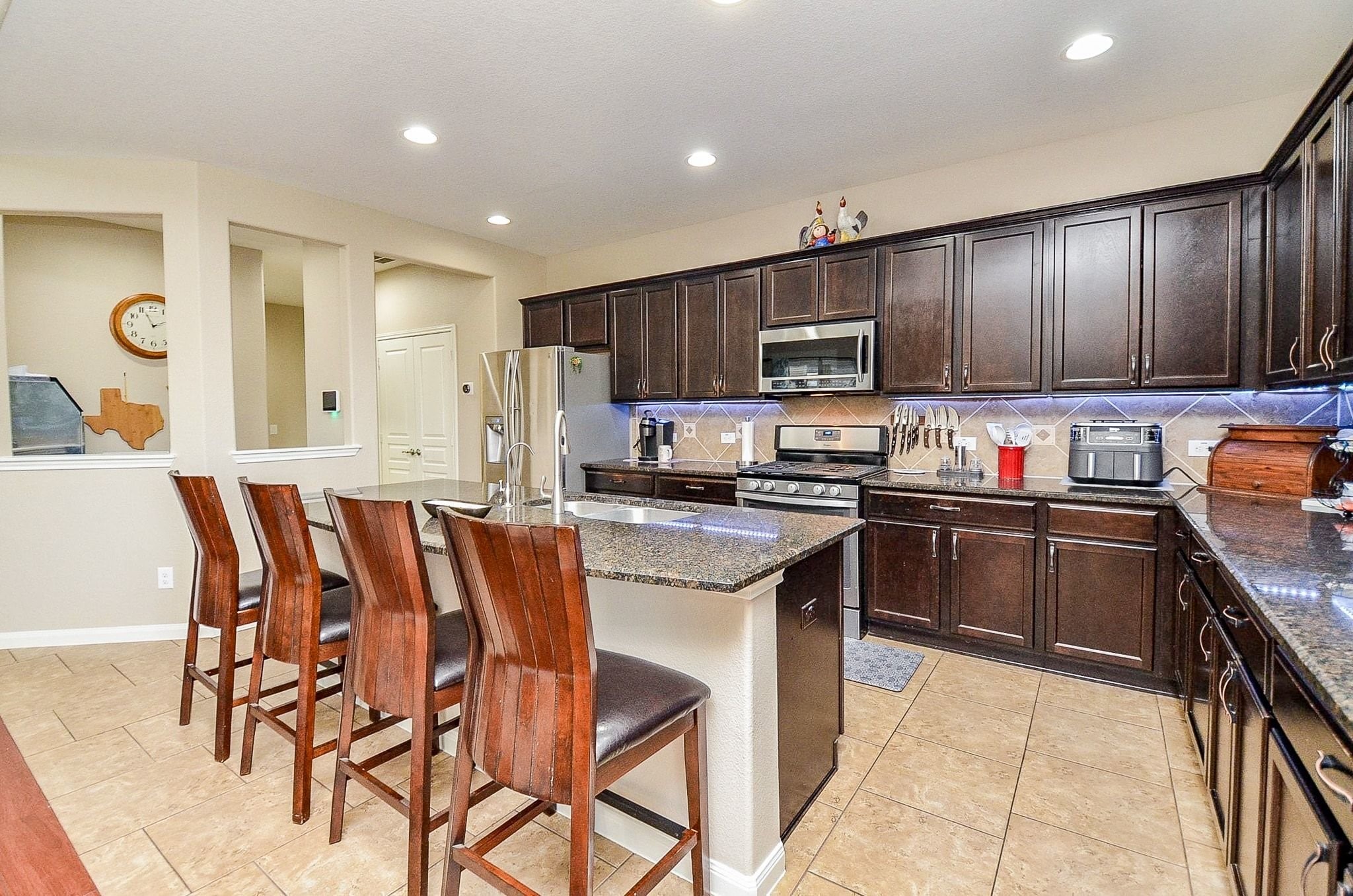 View of the kitchen and smart home station.