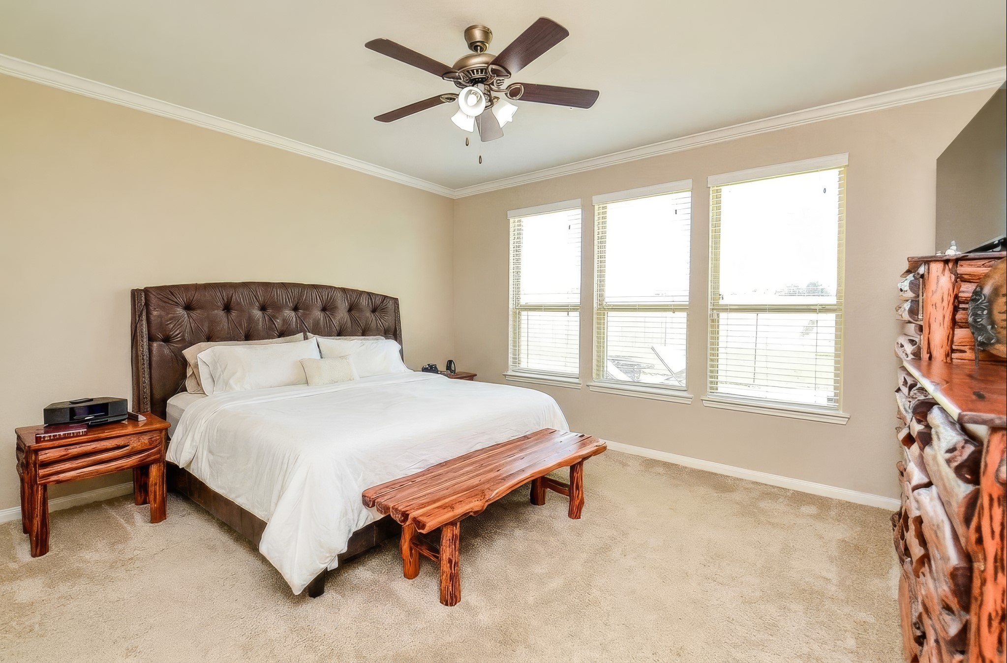 The downstairs primary is very large and has two large walk-in closets.