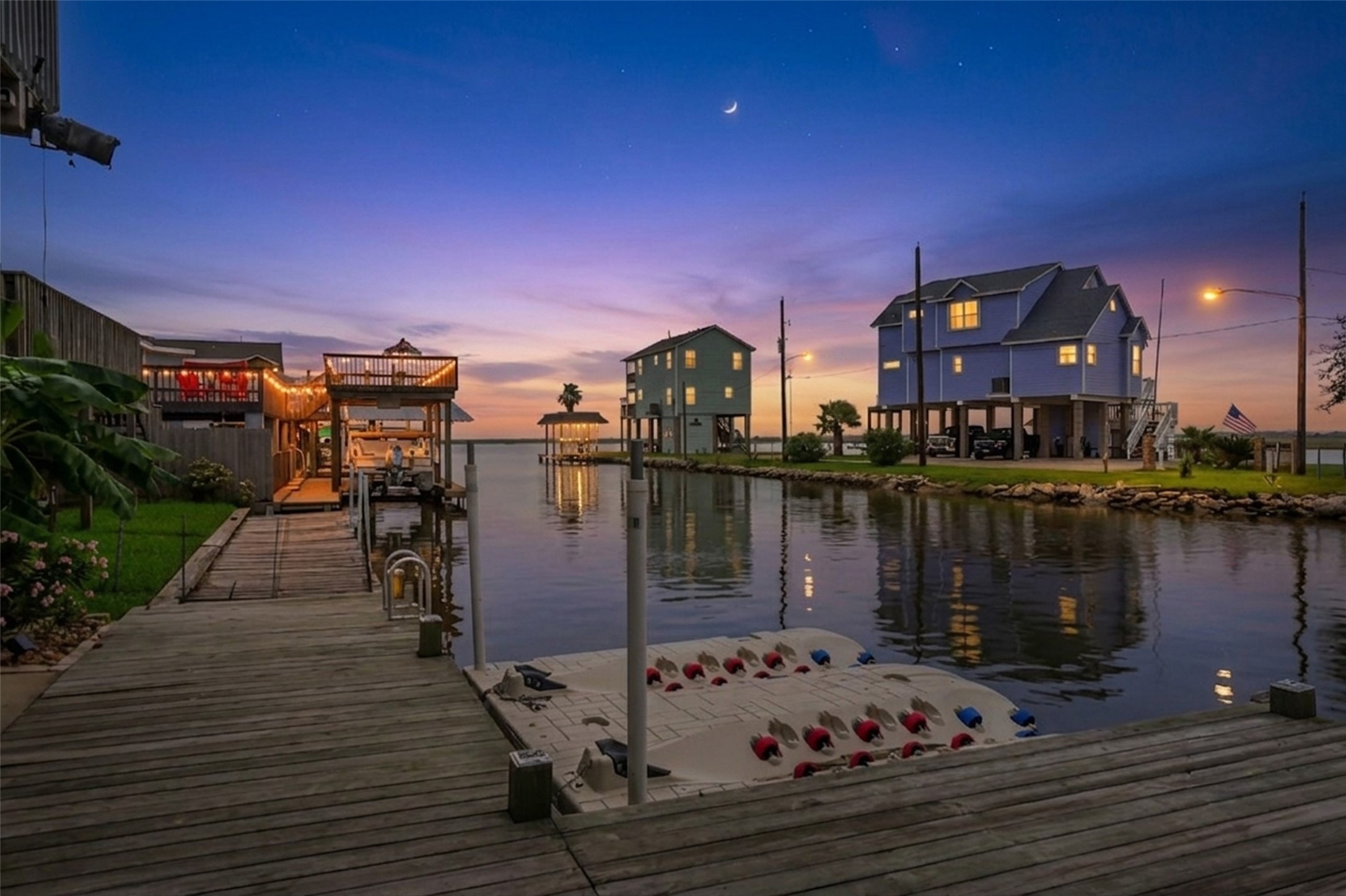 Rare location in Bayou Vista allows for almost unobstructed sunset views from your backyard!