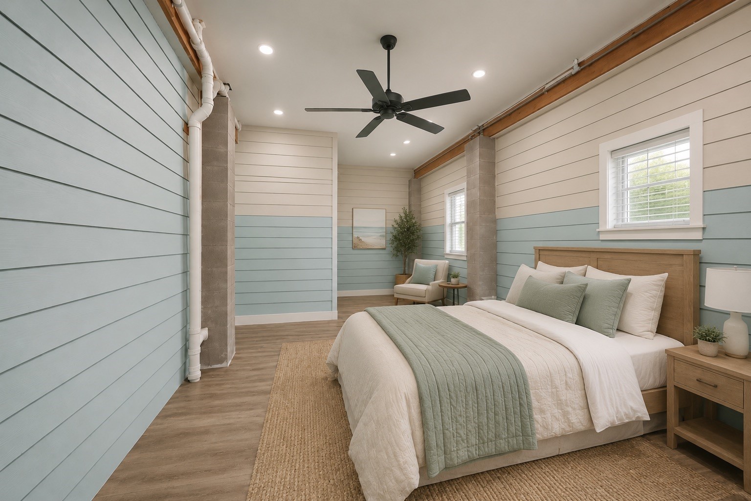*AI RENDERING* Of potential storage room modifications to convert this space to a 3rd bedroom
