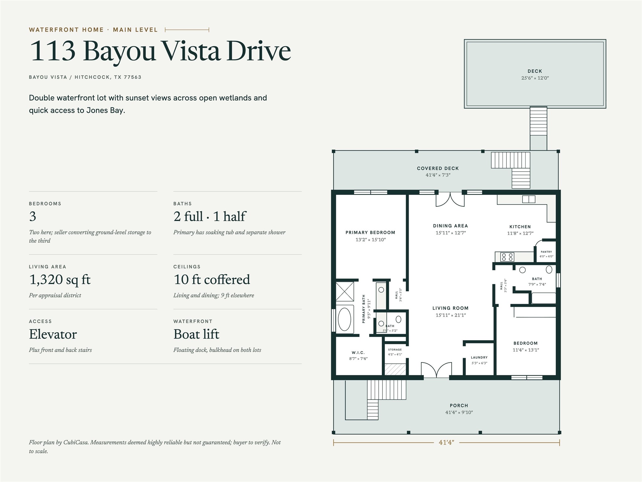 Floor Plan - The main-level floor plan illustrates the home's open living and dining areas, 12' x 12' kitchen, 15' x 14' primary suite, secondary bedroom, two full baths and utility roomall conveniently arranged on one primary living level.