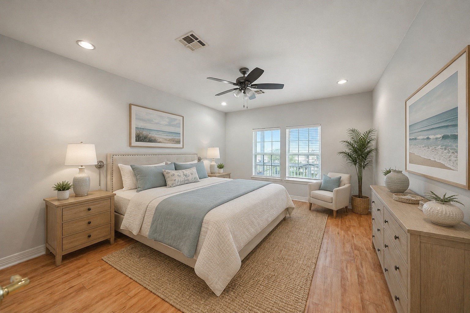 Primary Bedroom - view 2 - virtually staged