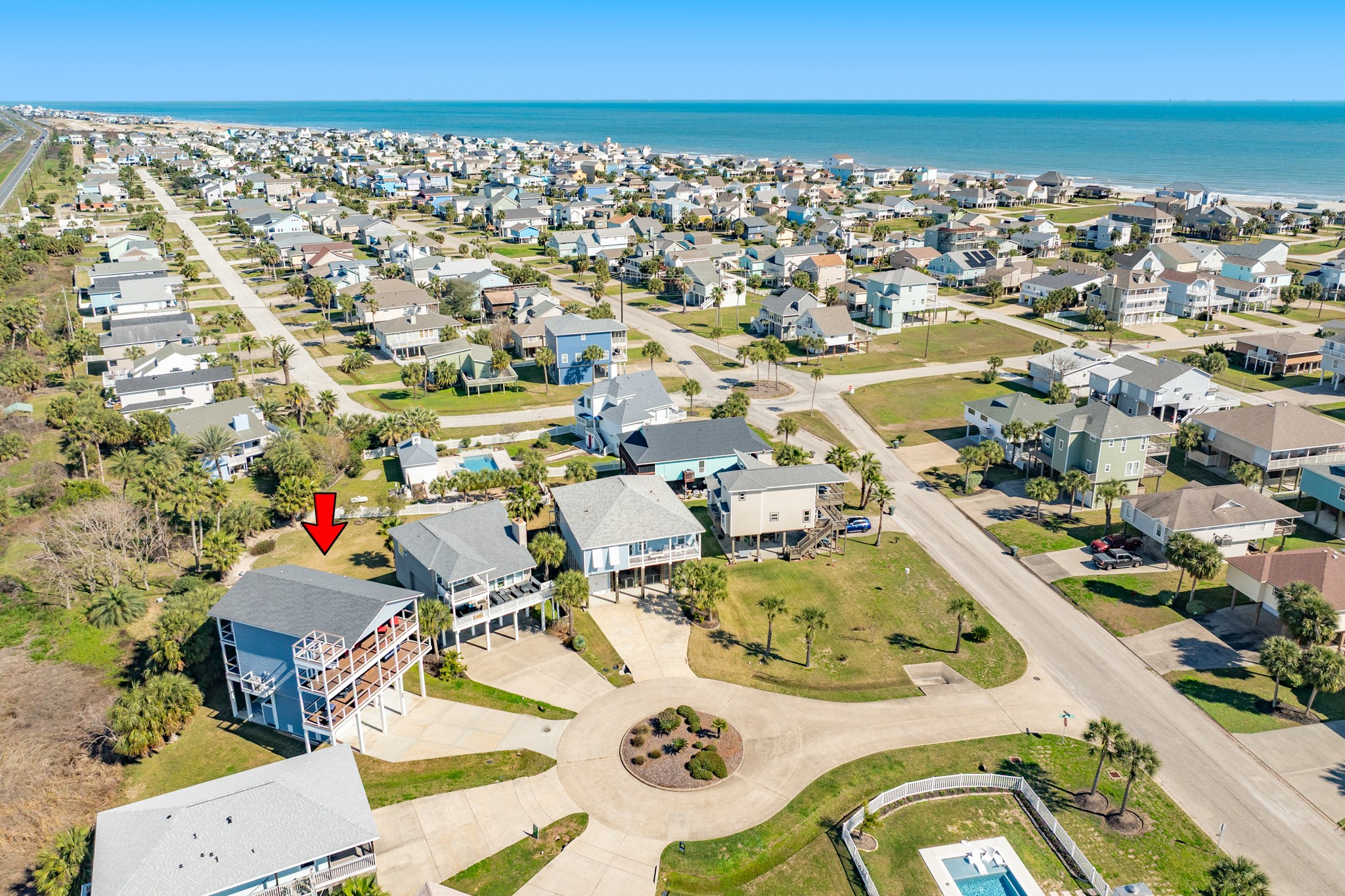 Aerial view of home looking towards the east.