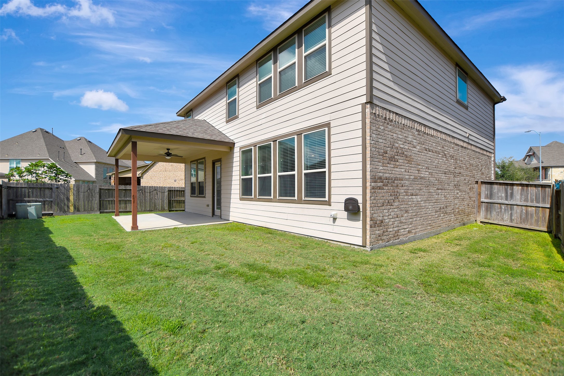 Large patio with space for a pool or other entertaining options.