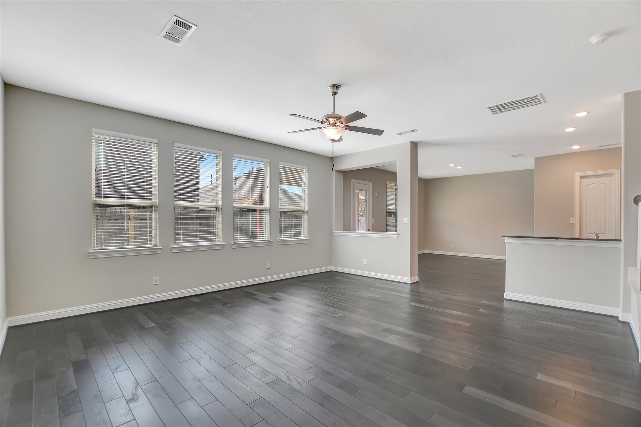 View from the Family Room toward the Kitchen Area.