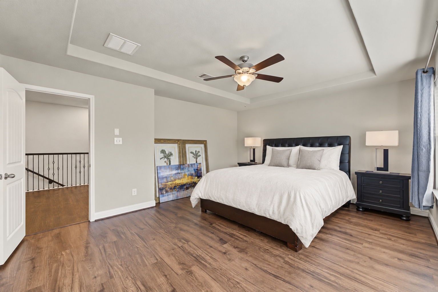 The primary suite is tucked away from the secondary bedrooms for added privacy. The primary suite is tucked away from the secondary bedrooms for added privacy.