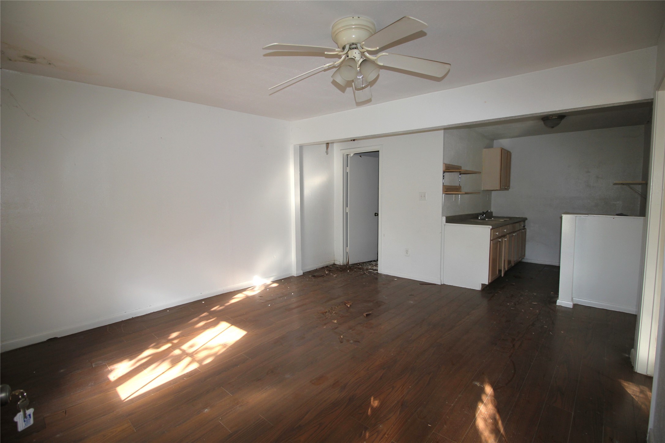 Unit 2 - Living/Dining area - Bathroom to the left and kitchen on the right