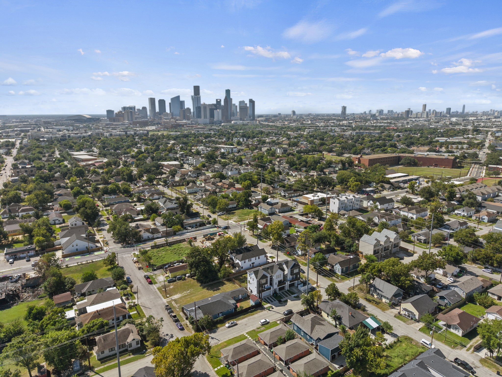Offering incredible location value, this high-angle view highlights the homes vantage point relative to the surrounding metropolitan skyline.