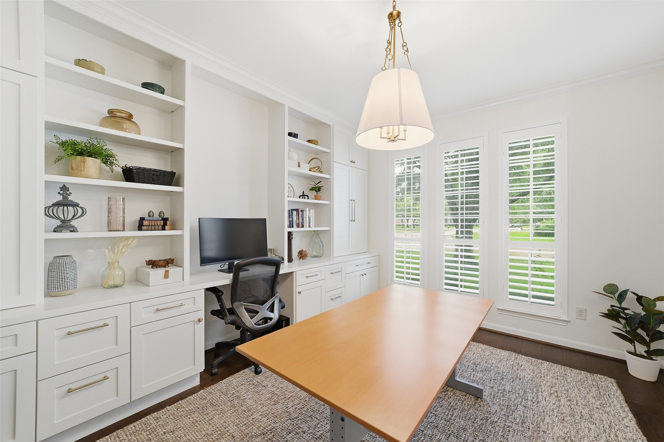 There is no lack of storage in this custom built-in cabinetry.