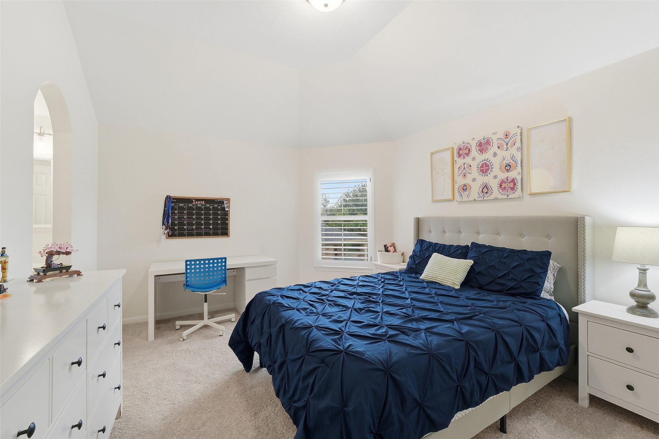 A view of the second bedroom connected to the Jack and Jill bathroom.