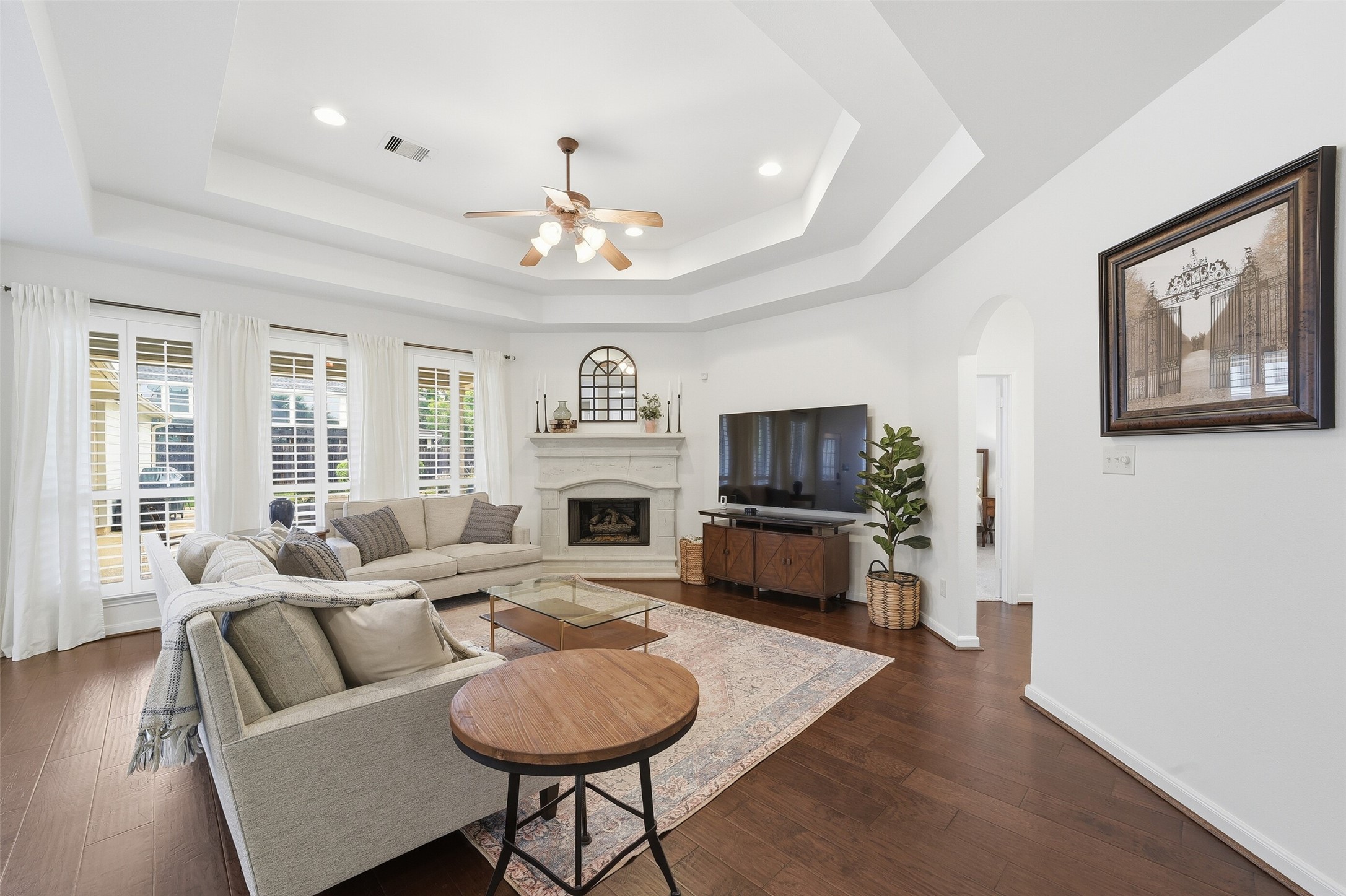 Gorgeous wood flooring throughout the common areas give this a home a very warm feel.