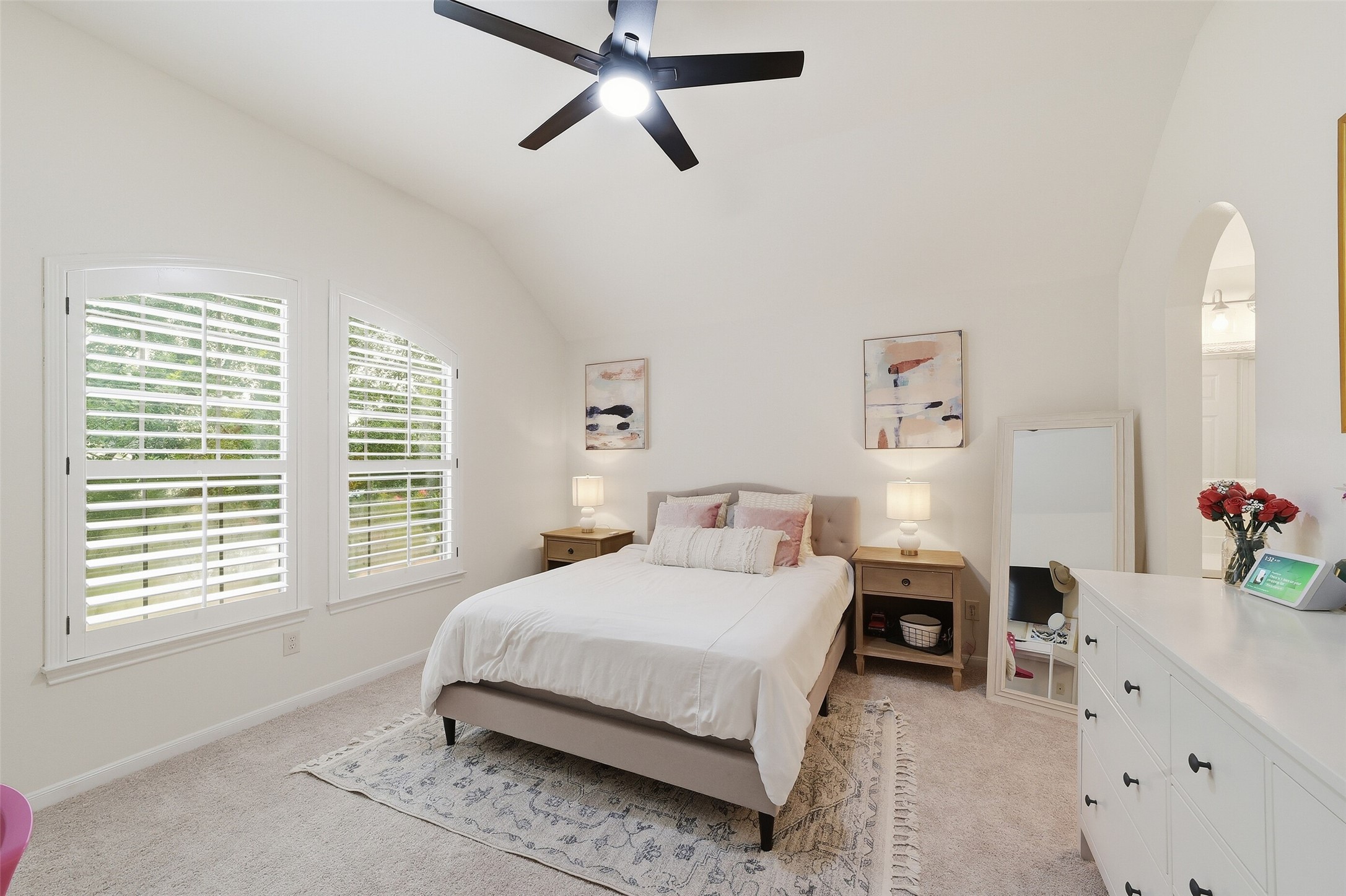 On the left side of the second floor there are two bedrooms connected by a Jack and Jill bathroom.