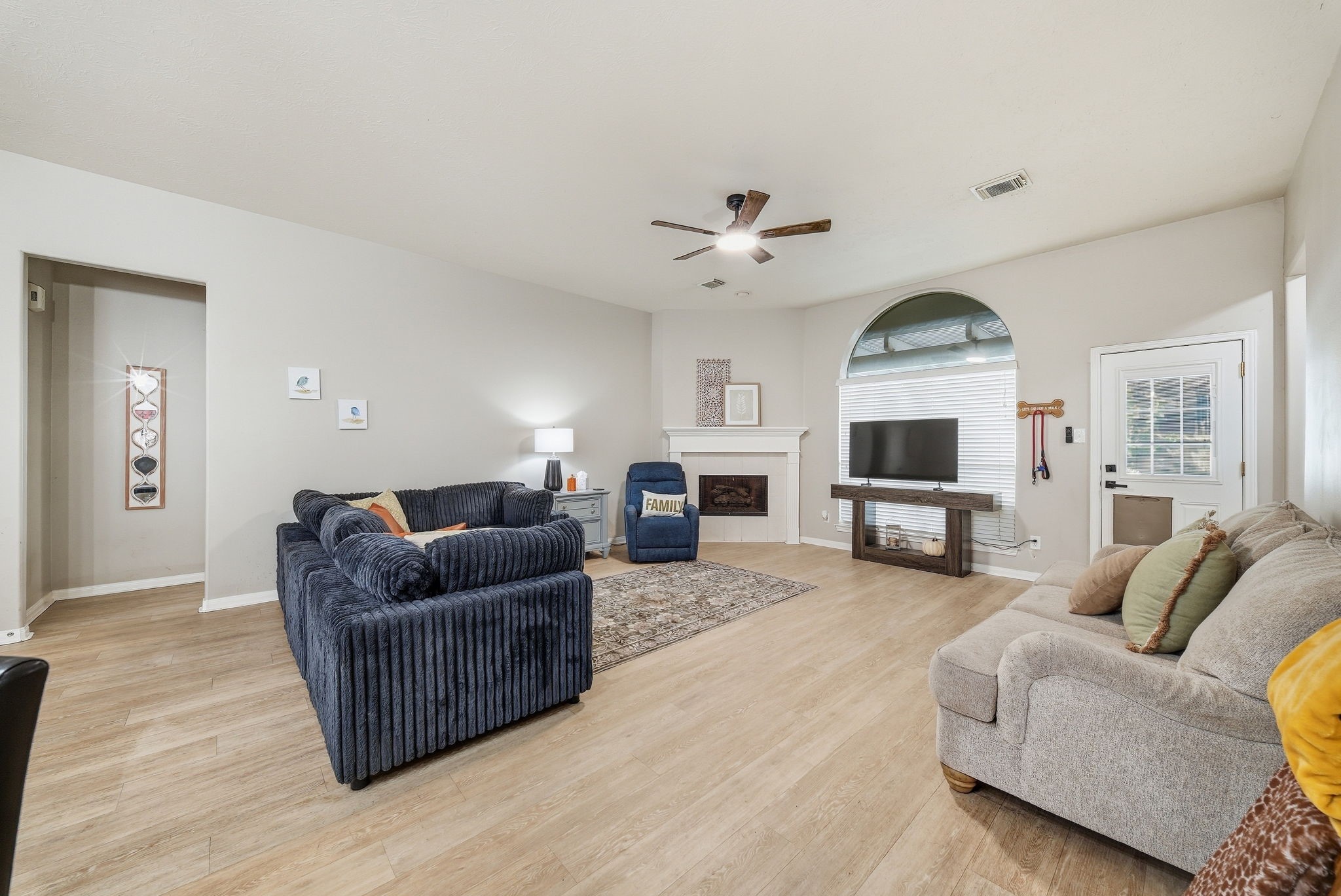 The kitchen is open to the spacious living room!