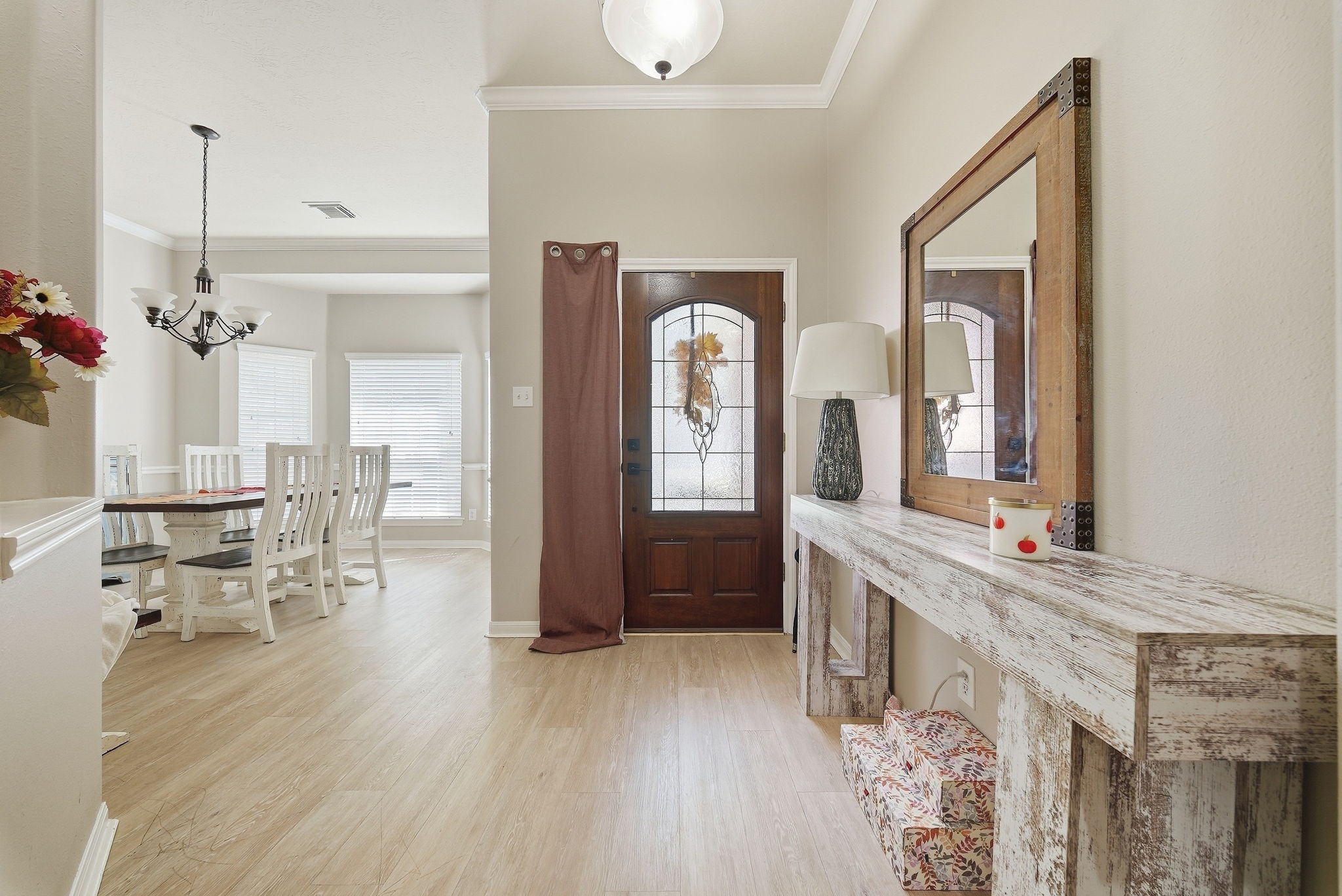 Large foyer that peeks into the formal dining area