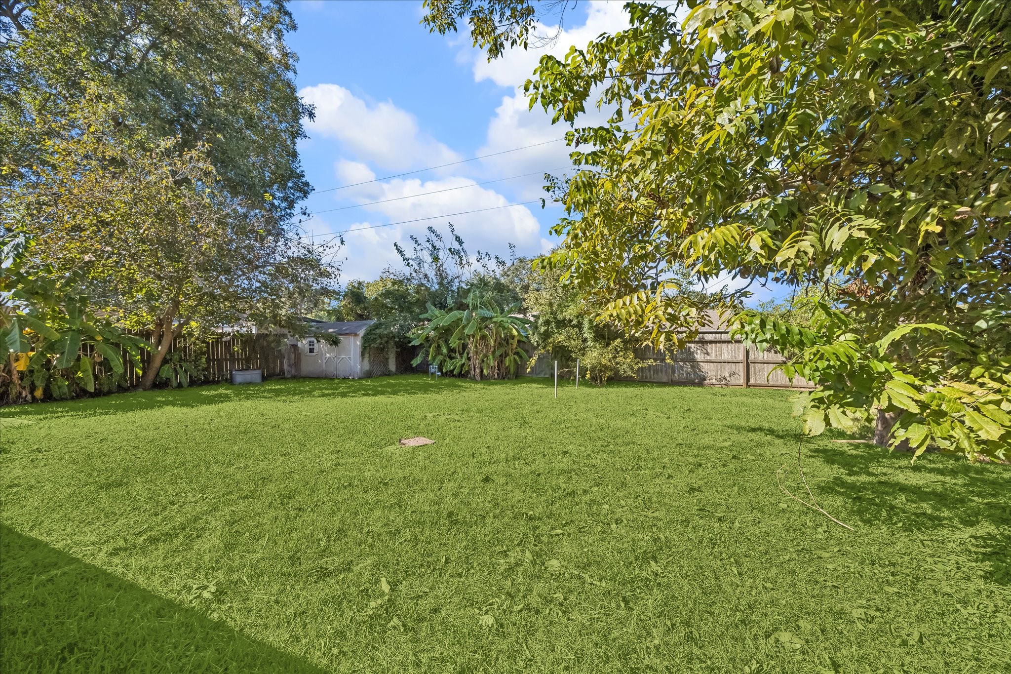 The spacious backyard has producing lime and banana trees for your enjoyment!
