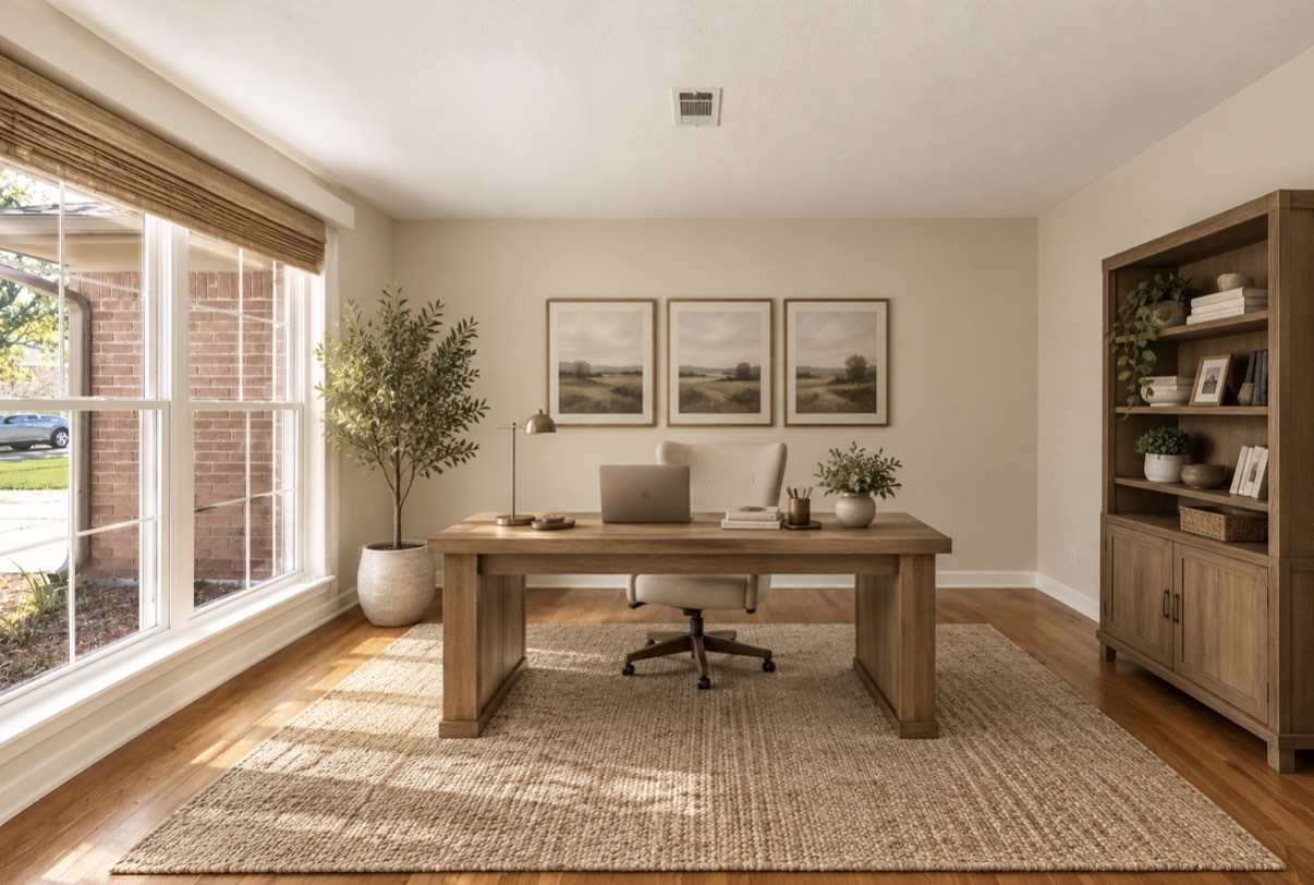 Instead of a family room, this space can also be used as a home office if needed.