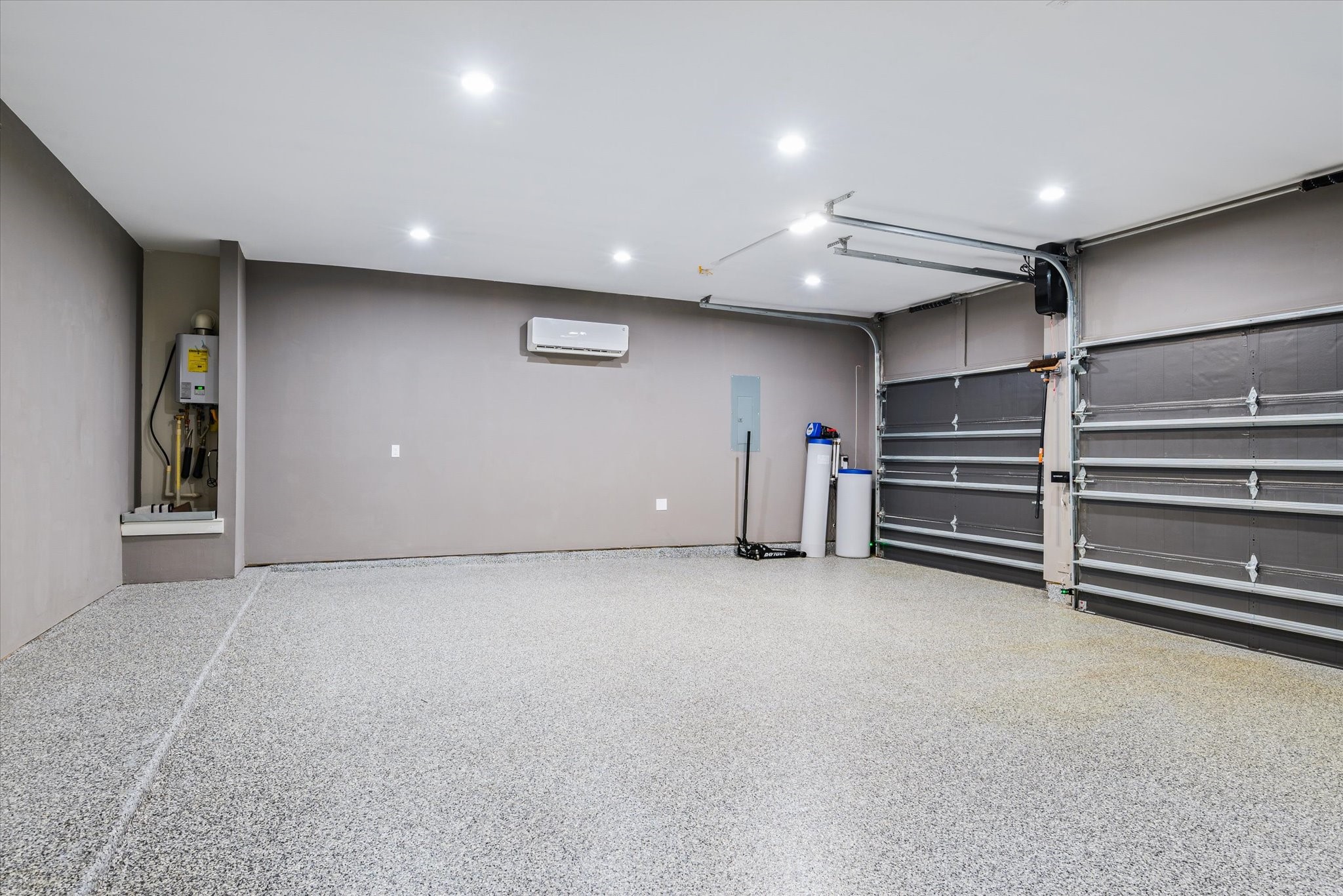 Climate controlled garage with epoxy floor