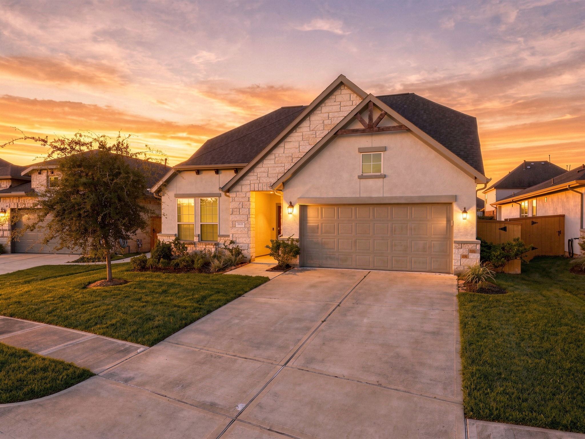 Charming single-story home with a welcoming facade, featuring a spacious driveway and a beautifully maintained lawn. Charming single-story home with a welcoming facade, featuring a spacious driveway and a beautifully maintained lawn.