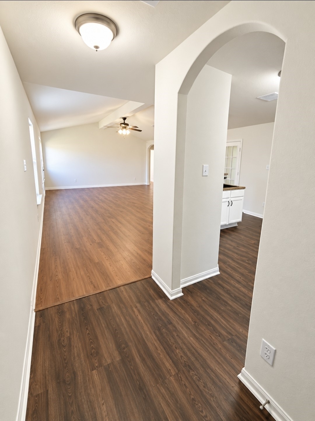 The foyer entry into the home, to the left you'll enter into the kitchen.
