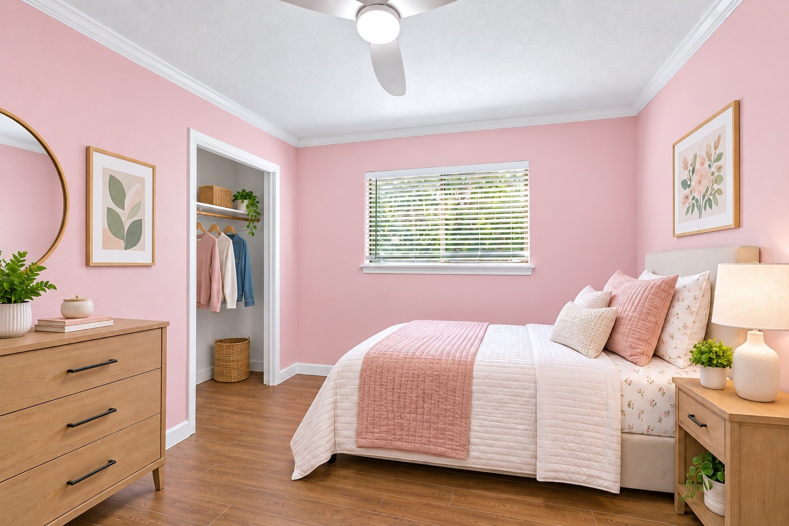 A secondary bedroom offers a bright space with a closet, ready for a bedroom, office, or playroom. Virtually staged.
