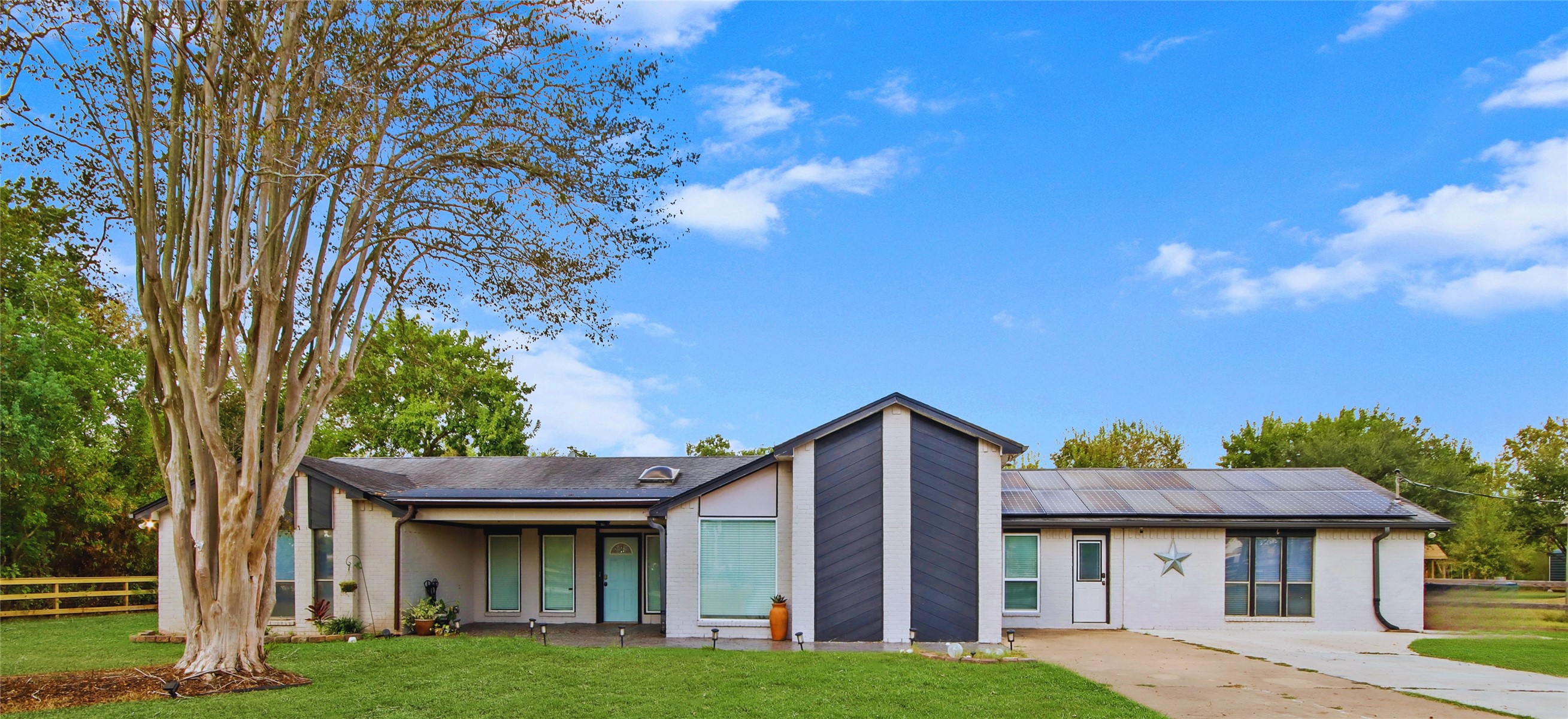 Welcome to 3527 Eula Morgan Rd, a beautifully updated ranch-style home in Old Katy, offering no HOA and the added benefit of solar panels.