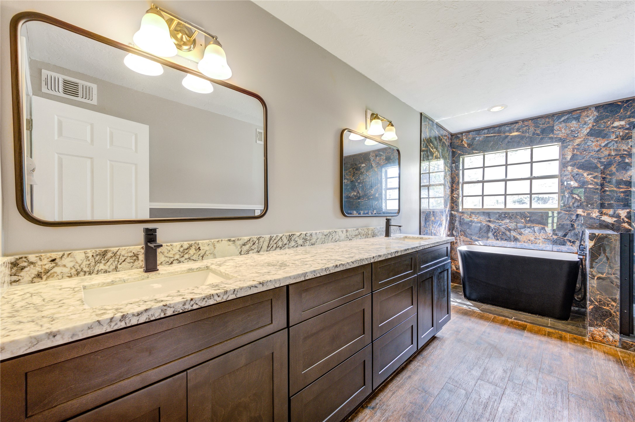 Luxury Double Vanity with Marble Countertops
