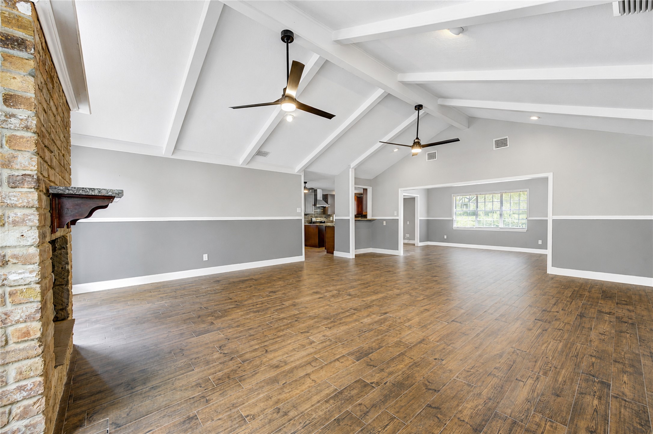 Living Room with Stone Fireplace