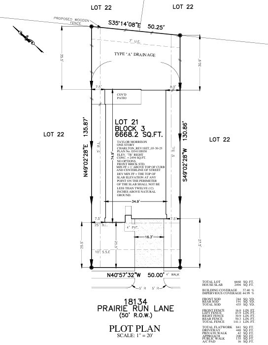 18134 Prairie Run Lane Preliminary Plot Plan