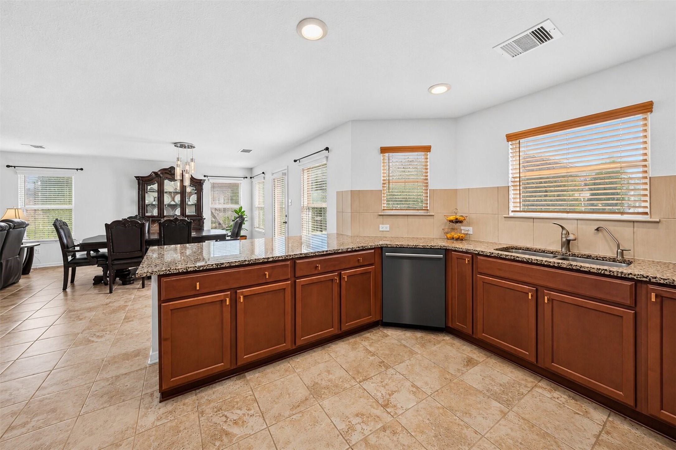 Kitchen with brand name appliances and granite countertops