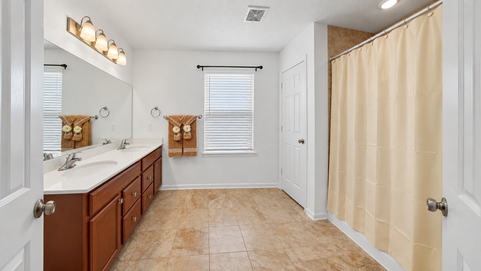 Primary bathroom with double sink and  lots of space