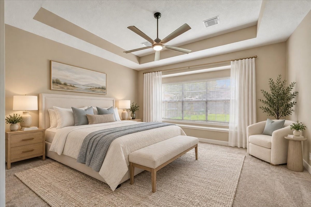 This room has space for large furniture. Virtually staged.