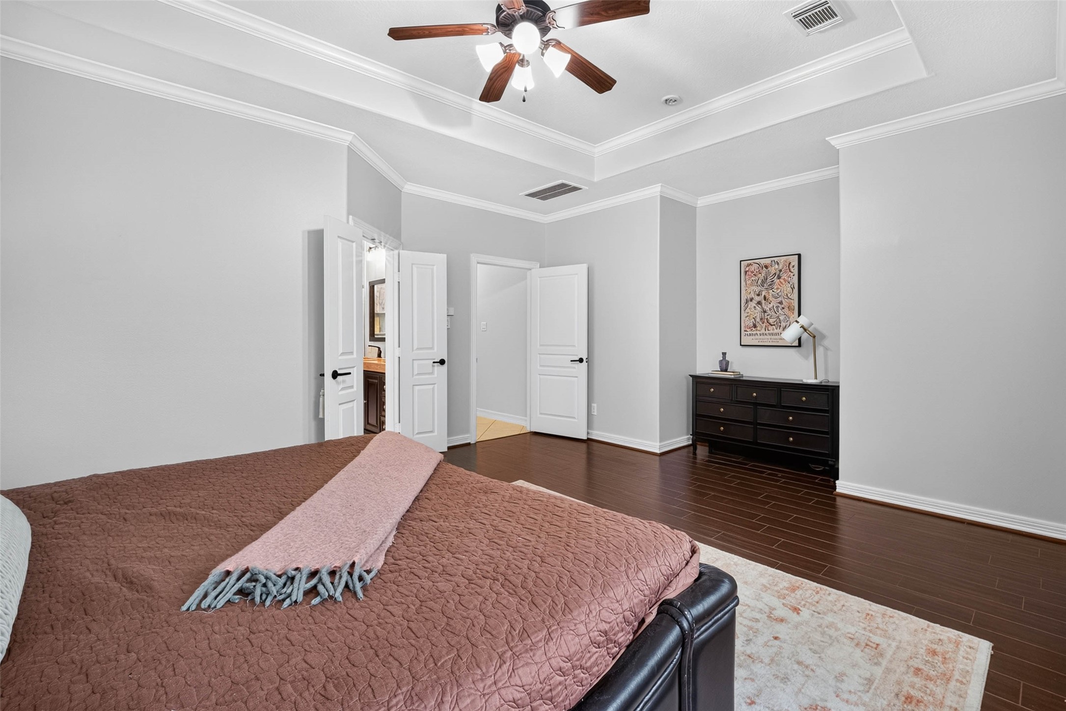 Large & bright Primary with a lovely trey ceiling.