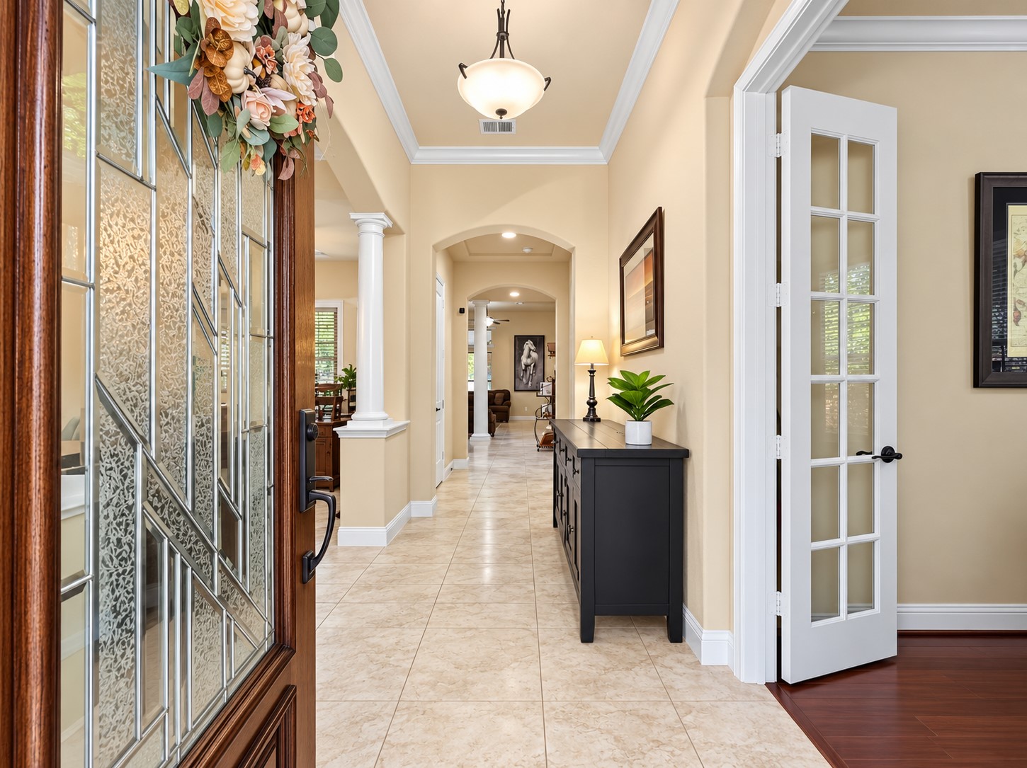 The welcoming entry sets the tone for the comfortable living spaces and thoughtful layout throughout the home.
