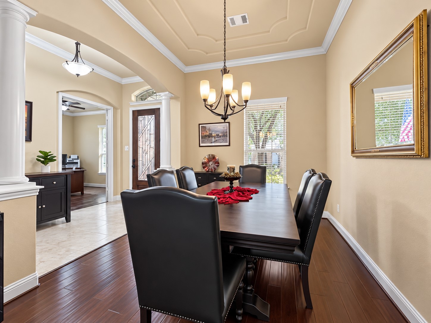 The formal dining room offers a dedicated place to gather for holiday meals, celebrations, and special occasions with family and friends.