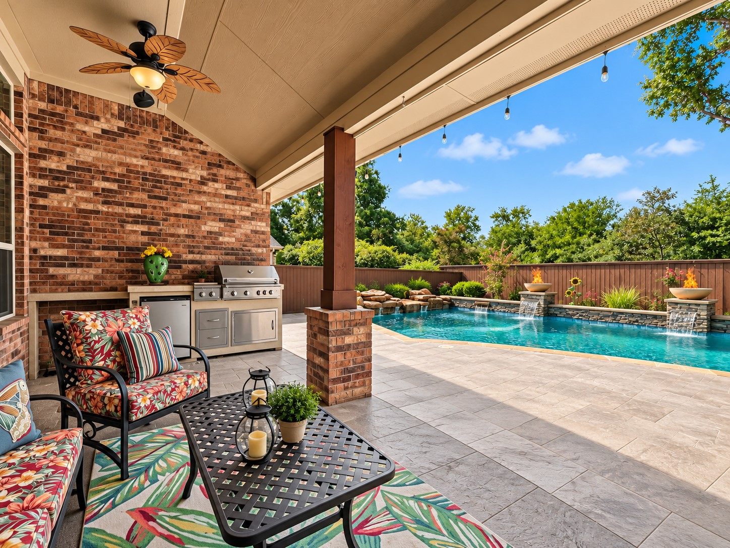 Relax under the covered back patio while taking in the view of the backyard oasis. Whether you're planning a refreshing swim or simply enjoying the view from the house, the pool brings an inviting outdoor feature to the property.