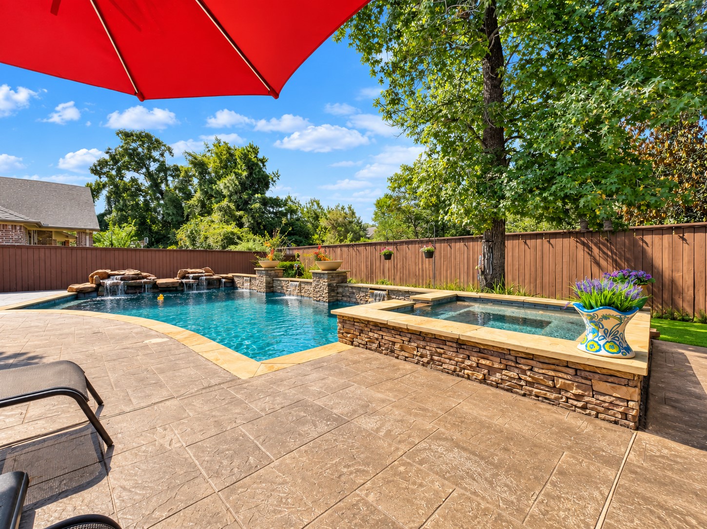 With the pool and spa as the focal point, the backyard offers a wonderful setting for weekend gatherings, family time, and quiet afternoons at home.
