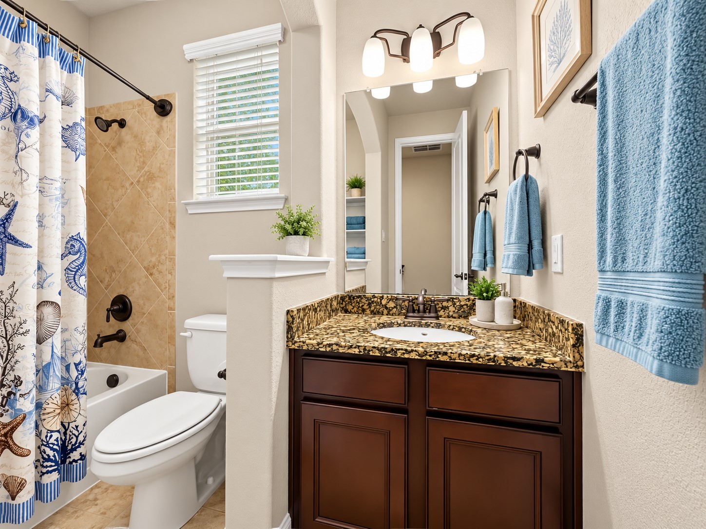 The full bathroom upstairs adds convenience for guests and family members using the game room, keeping the entertainment space comfortable and functional.
