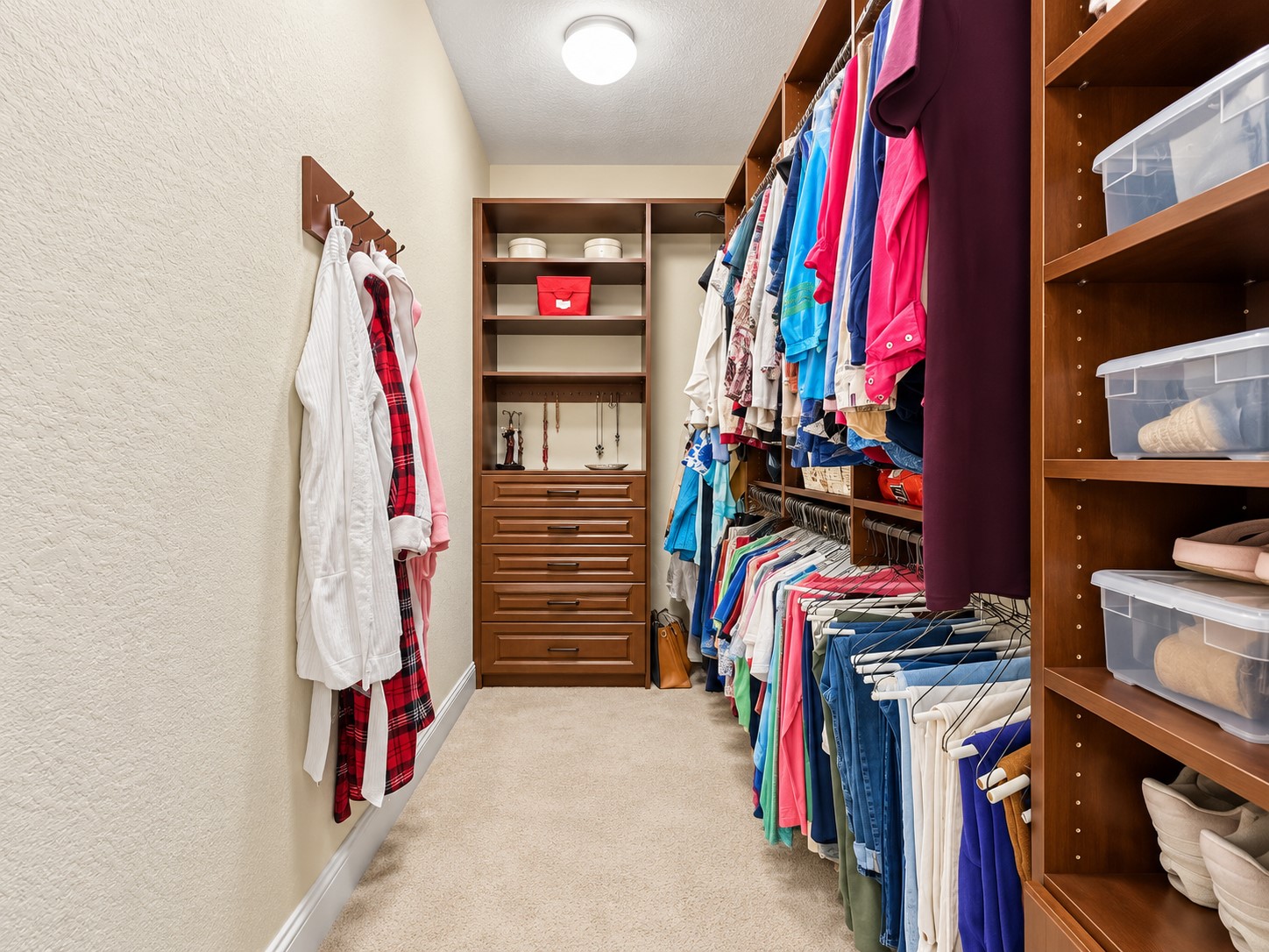 Walk-in closets provide dedicated storage for clothing, shoes, and accessories, helping keep the primary suite organized.