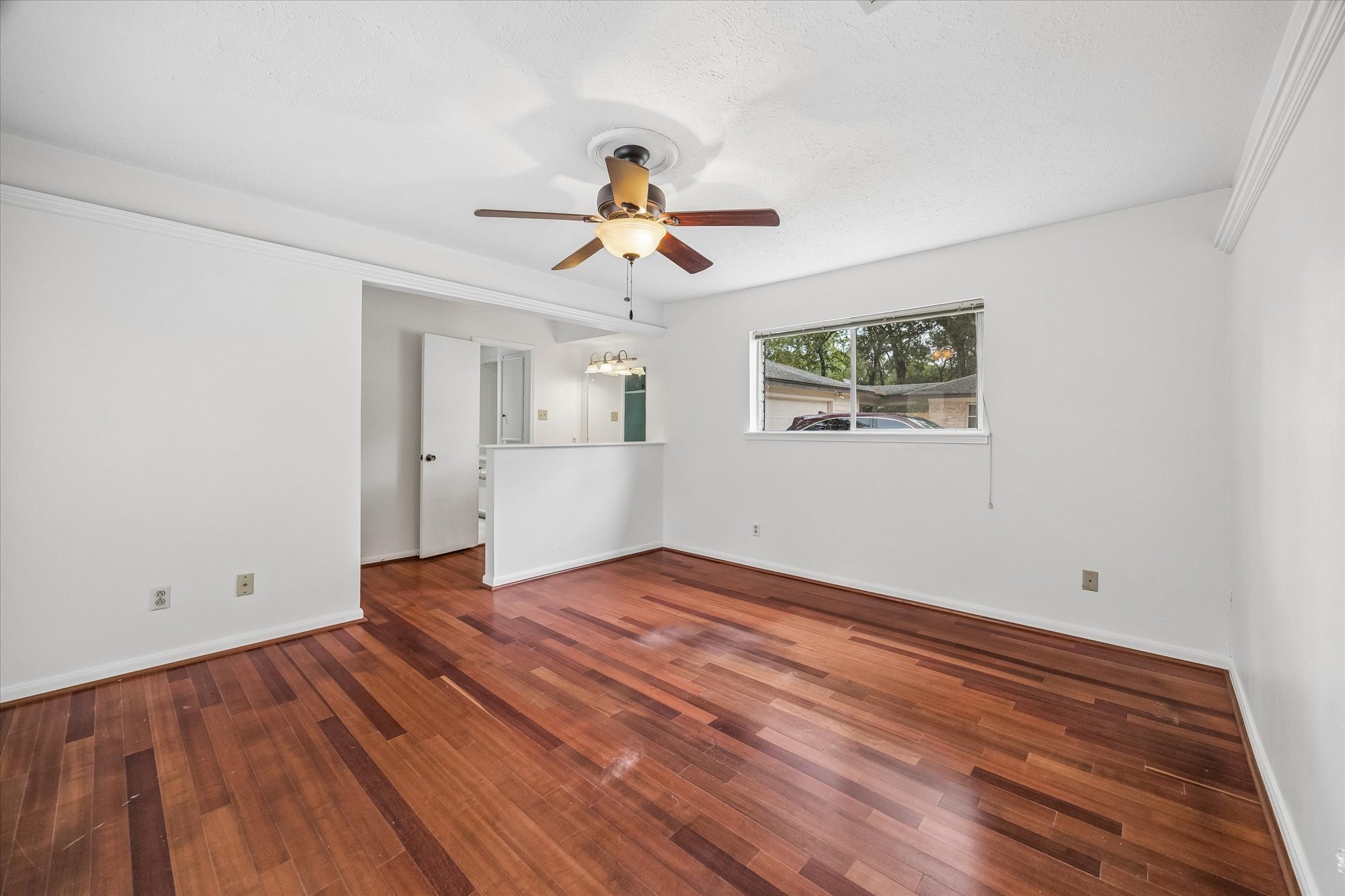 The Primary bedroom is large and roomy.  New paint, new quartz countertops.