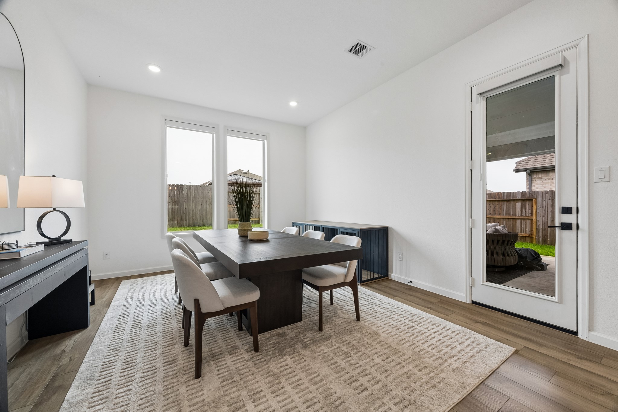 Elegrant dining room with door that lead out to the covered patio.