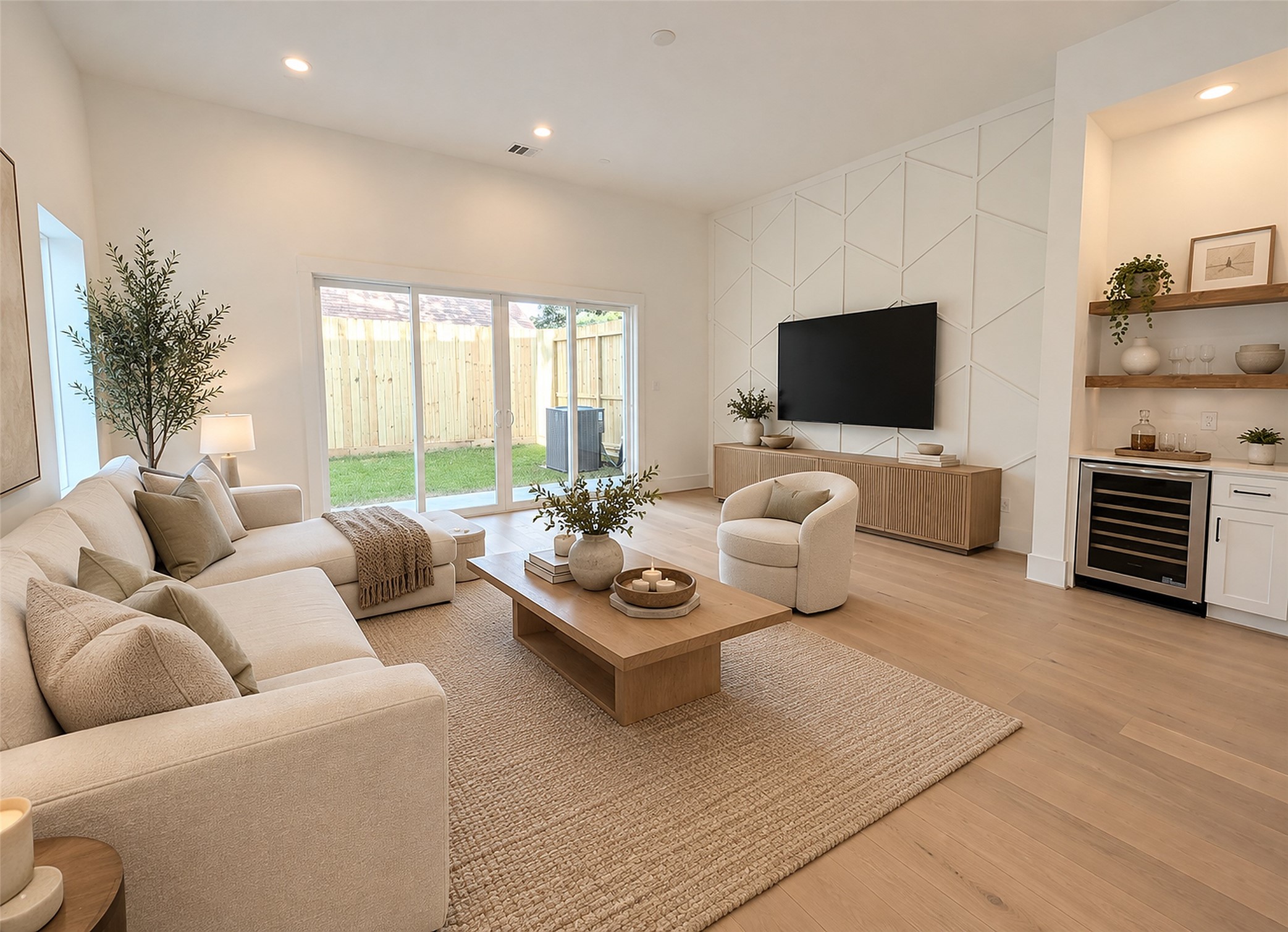 Multiple options of furnitue and decoration placement for this oversized living area!